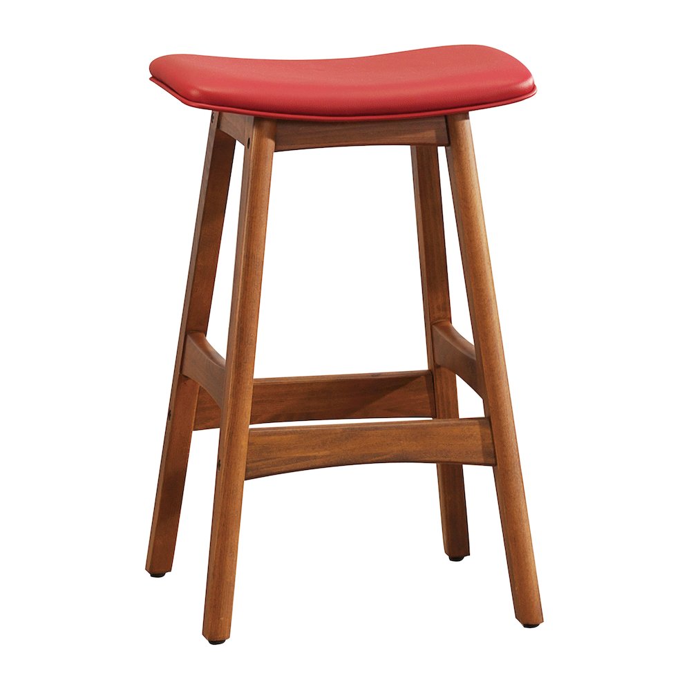 Ride Walnut Counter Height Stool, Set of 2 in Matt Red