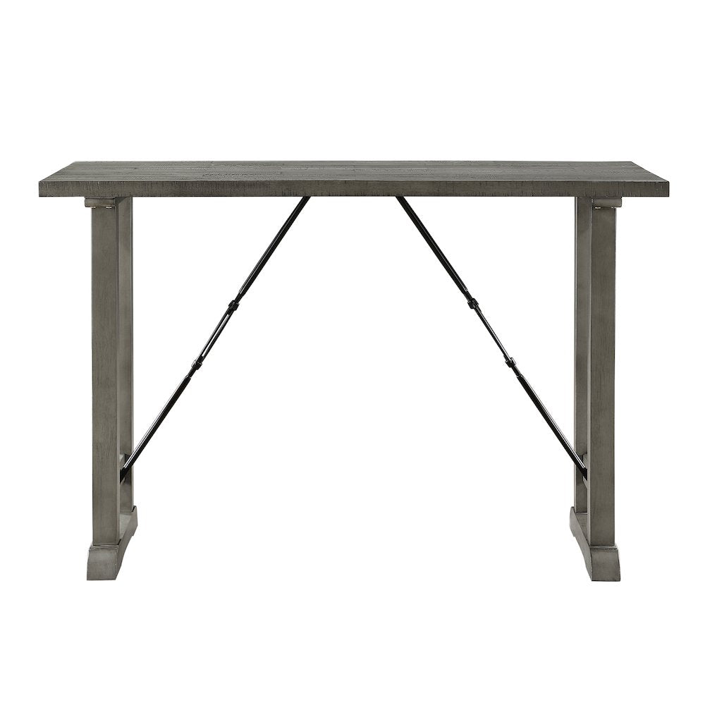 Auburndale Asian Hardwood Counter Height Dining Table in Light Gray