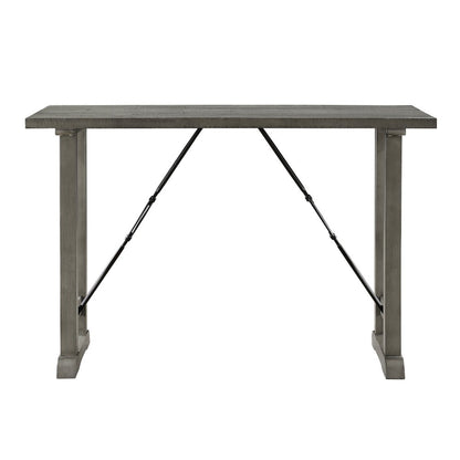 Auburndale Asian Hardwood Counter Height Dining Table in Light Gray