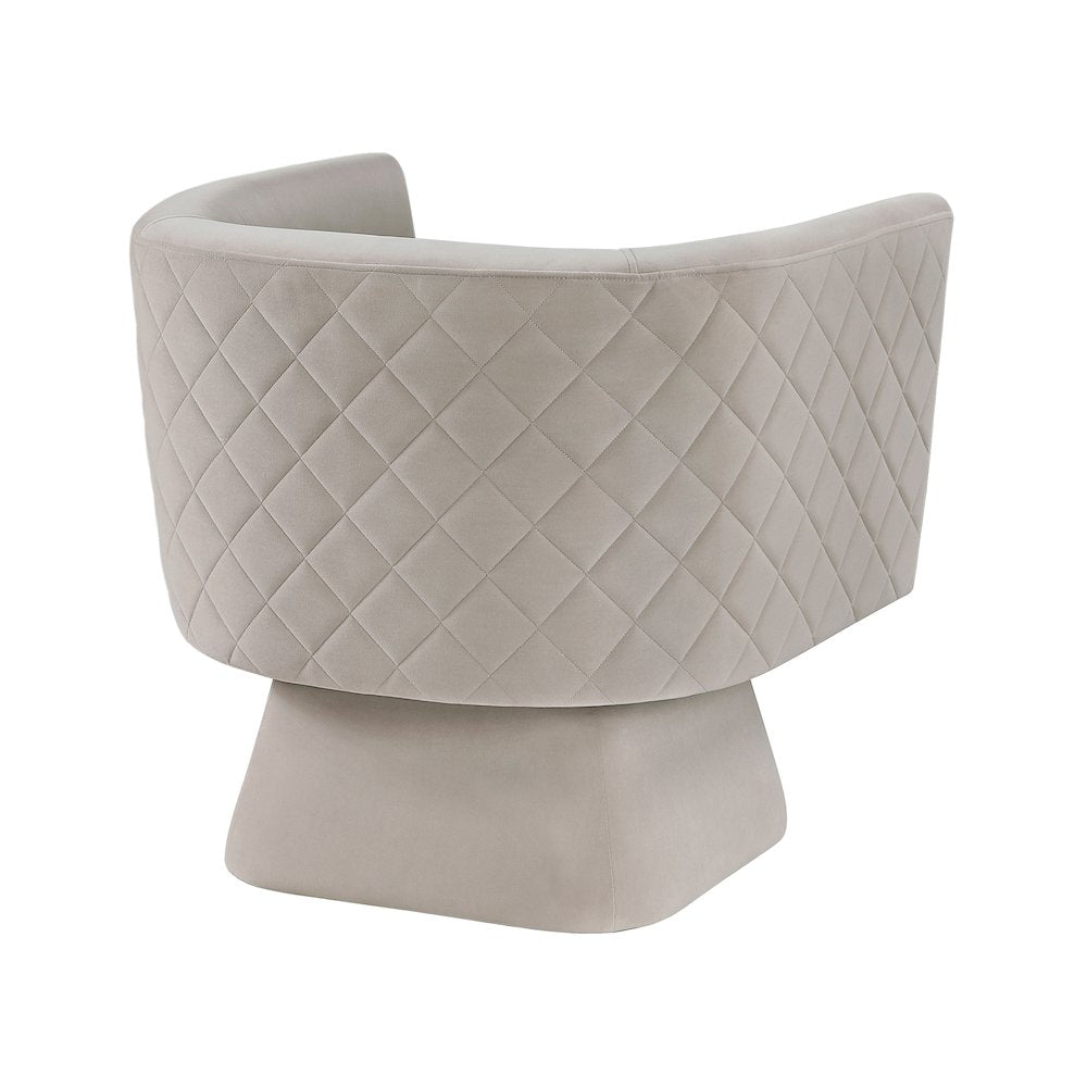 Candace Velvet Swivel Chair in Taupe
