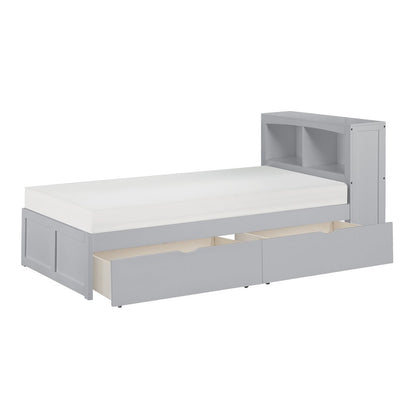 Orion Pine Twin Bookcase Bed with Storage Boxes in Gray