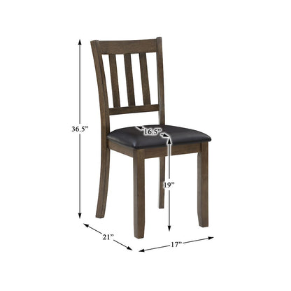 Faust Faux leather Dining Room Table and Chairs (set of 5) in Dark brown