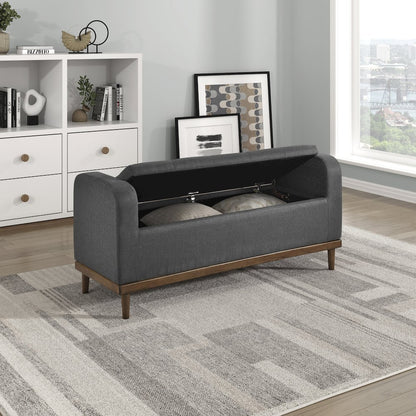 Brigitte Textured Lift Top Storage Bench in Dark Gray