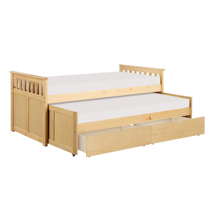 Bartly Pine Twin/Twin Bed with Storage Boxes in Natural Pine