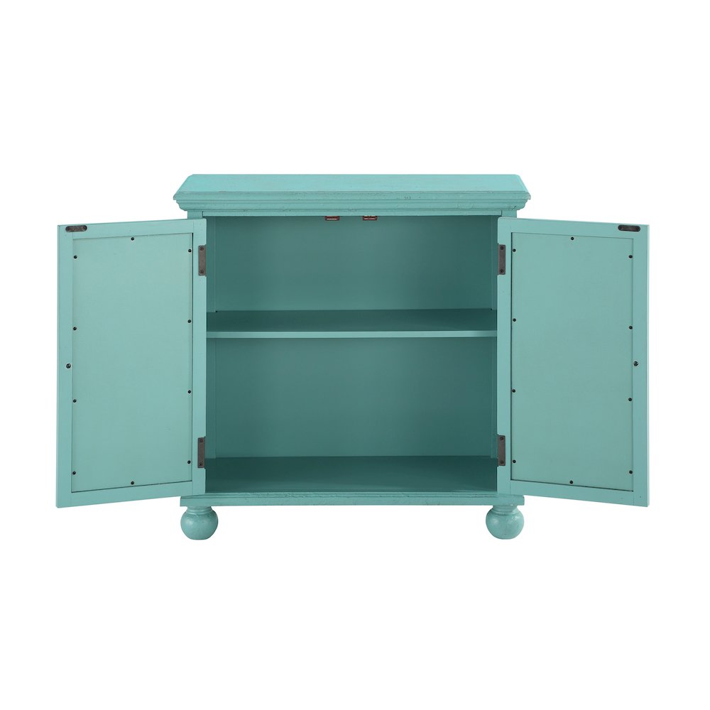 Poppy Asian Hardwood Accent Chest in Antique Aqua