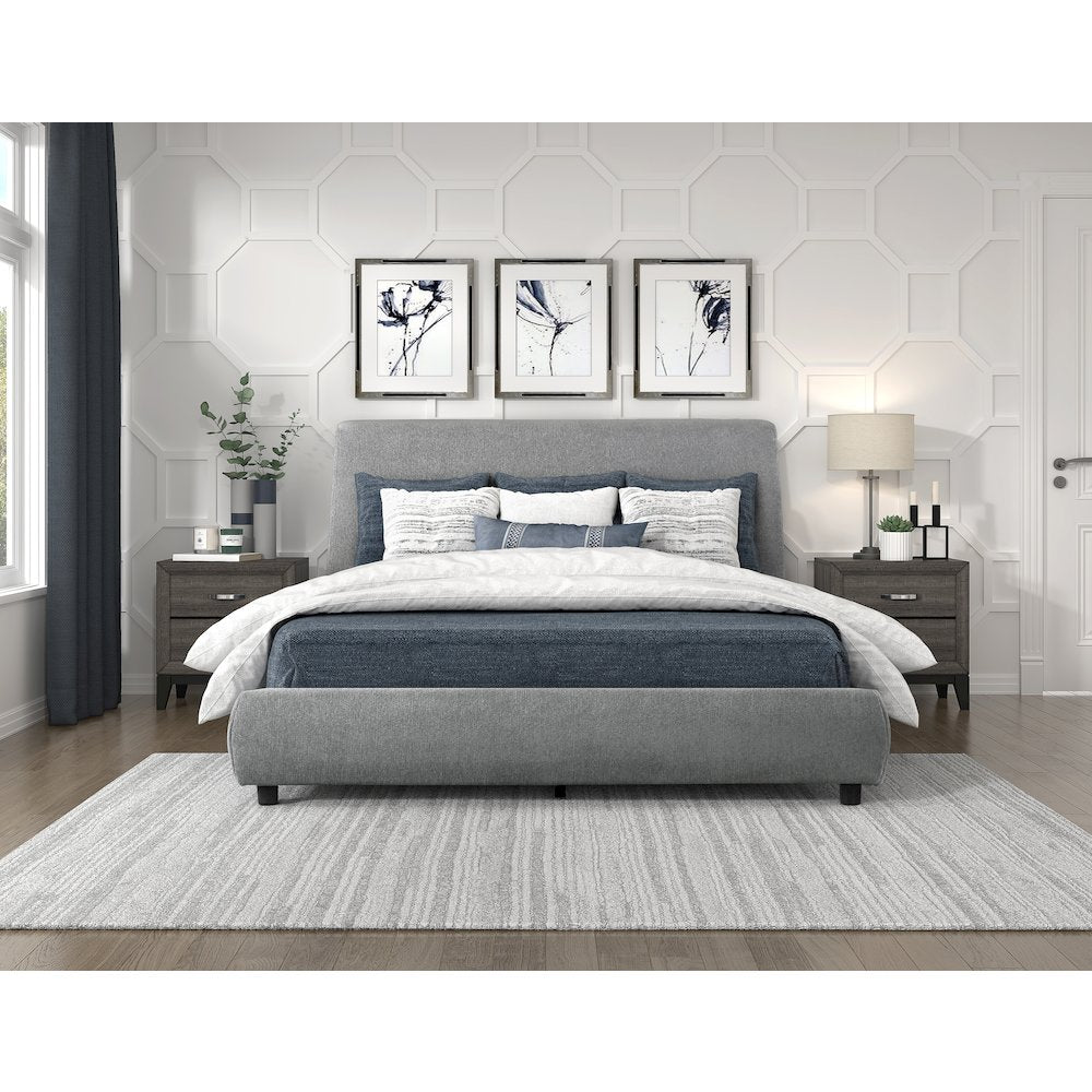 Alford Chenille California King Platform Bed in Gray