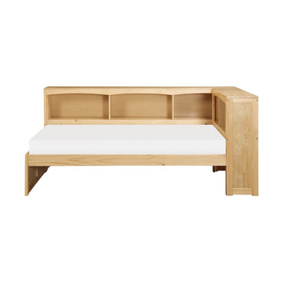 Bartly Pine Twin Bookcase Corner Bed in Natural Pine