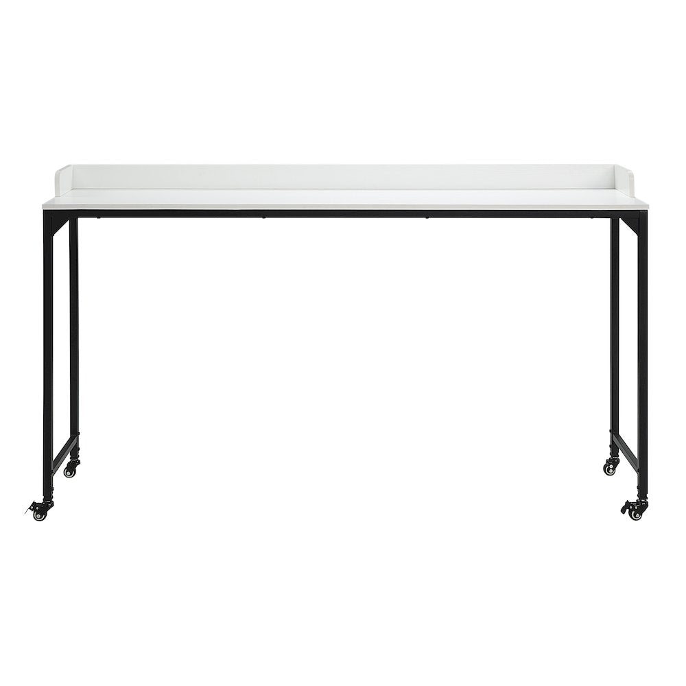 Sumter Faux Wood Over-The-Bed Desk in White and Black Metal Finish