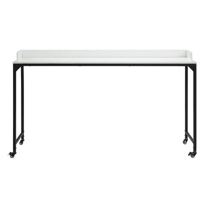Sumter Faux Wood Over-The-Bed Desk in White and Black Metal Finish