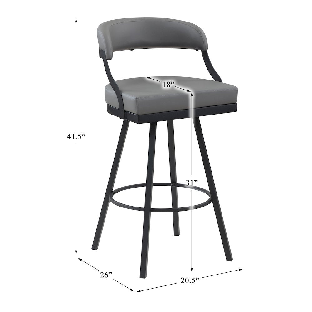 Crowley Faux leather Swivel Pub Height Chair in Gray