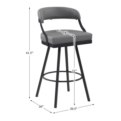 Crowley Faux leather Swivel Pub Height Chair in Gray