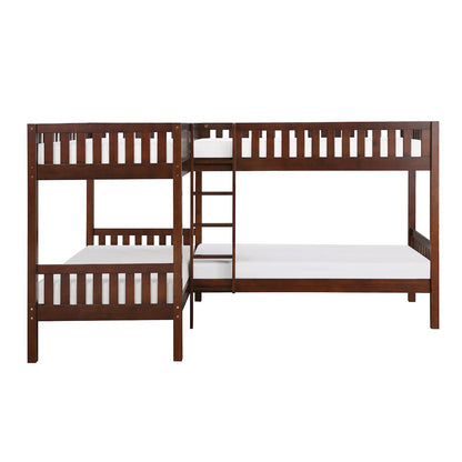 Rowe Pine Corner Bunk Bed in Dark Cherry