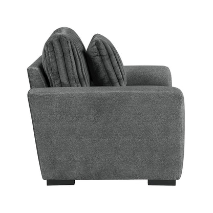 Athena Textured 3pc Set: Sofa, Loveseat, Chair in Dark Gray