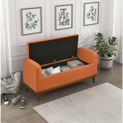 Brigitte Textured Lift Top Storage Bench in Orange