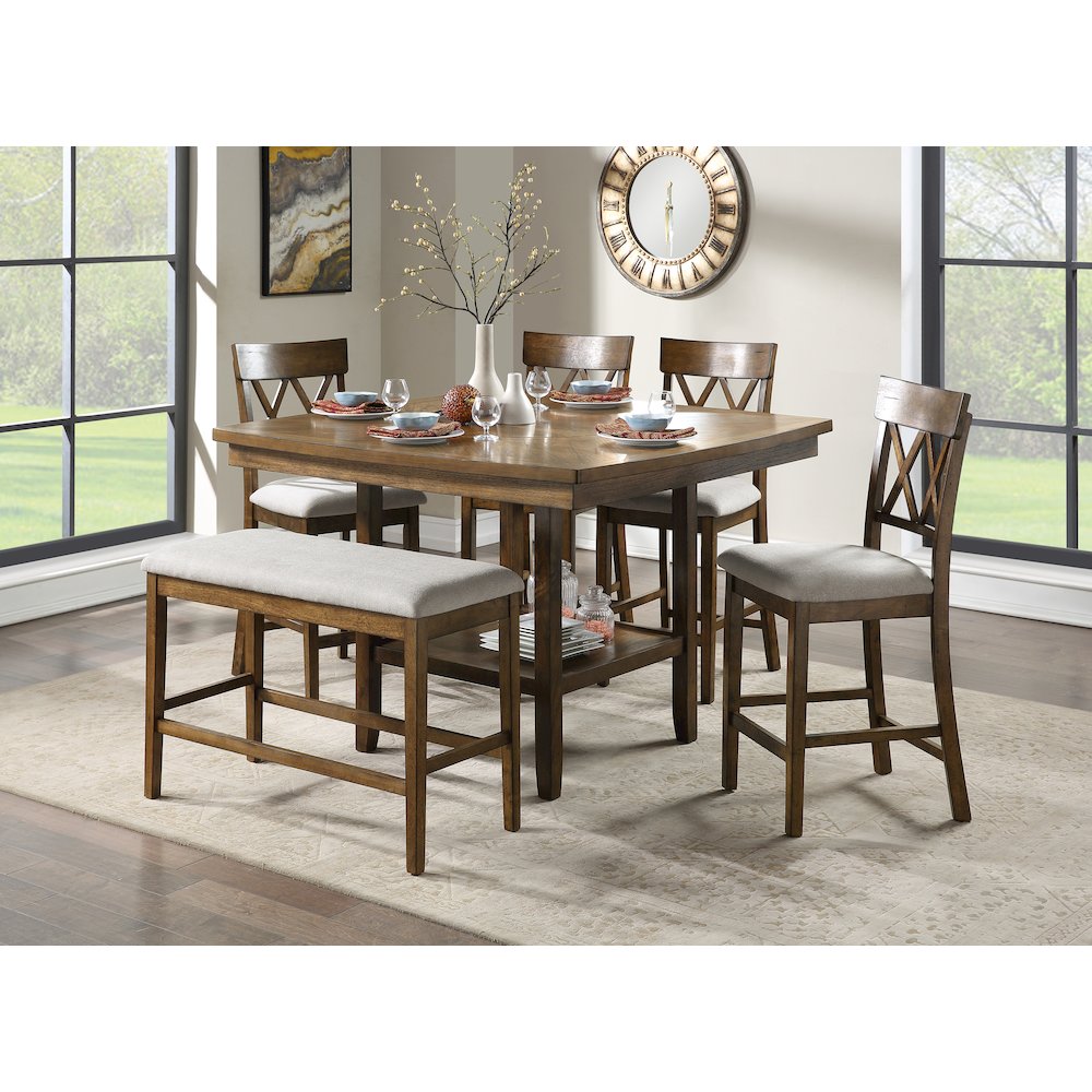 Balin Wood Counter Height Table with lazy susan in Light oak