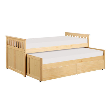 Bartly Pine Twin/Twin Bed with Storage Boxes in Natural Pine