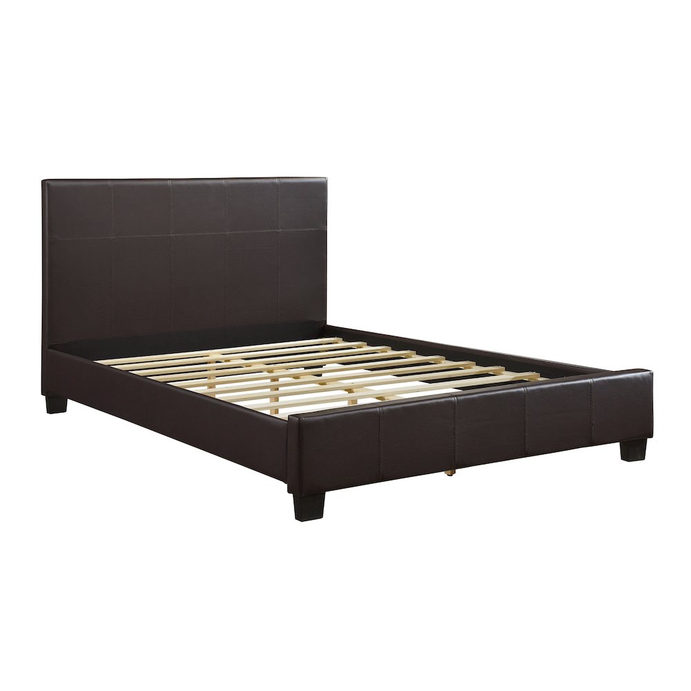 Lorenzi Faux Leather Full Bed in Dark Brown