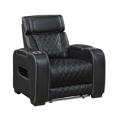 Fairway Faux Leather 3PC Power Double Reclining Sofa in Black