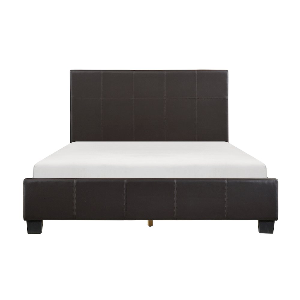 Lorenzi Faux Leather Queen Bed in Dark Brown