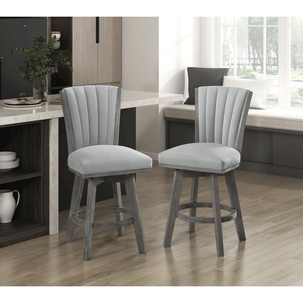 Corvallis Velvet Counter Height Swivel Stool, set of 2 in Gray