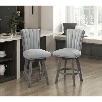 Corvallis Velvet Counter Height Swivel Stool, set of 2 in Gray