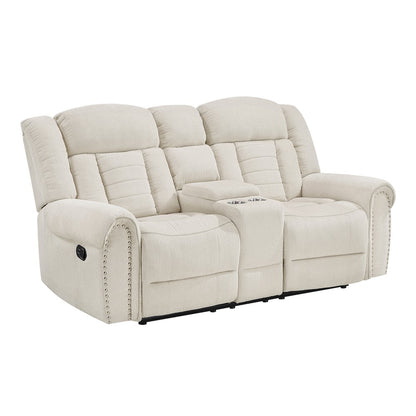 Nutmeg Chenille 2pc Set: Sofa, Loveseat in Beige