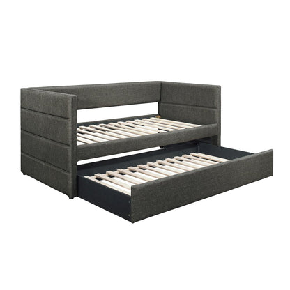 Vining Fabric Daybed with Trundle in Gray