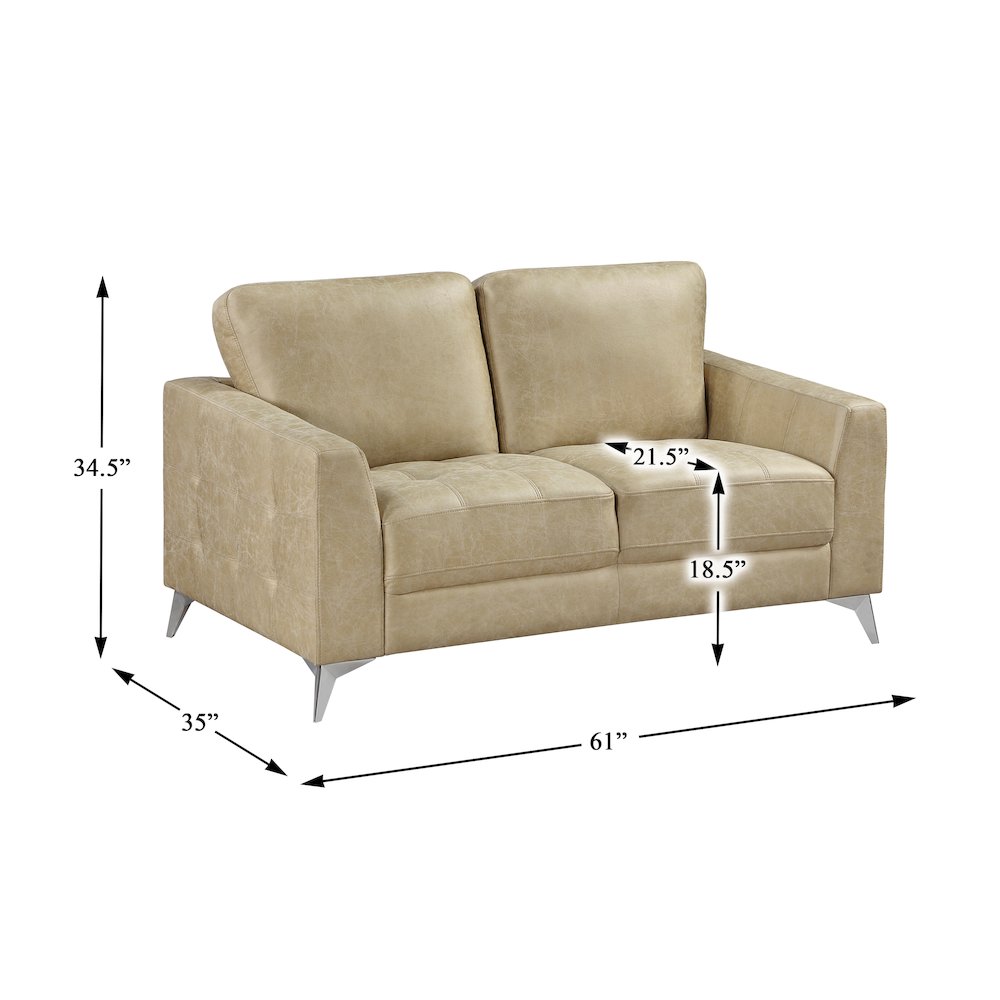 Cazon Microfiber Love Seat in Sand
