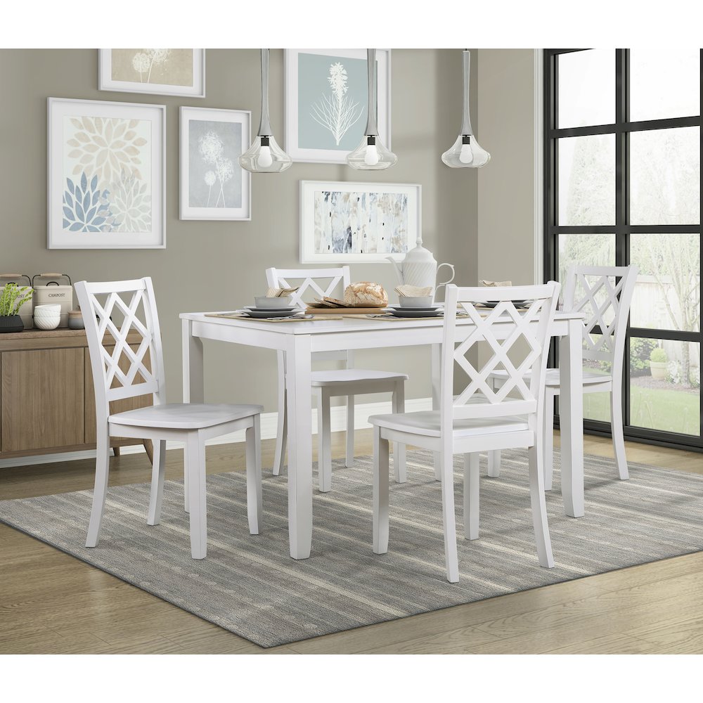 Astoria Wood Veneer Dining Room Set (set of 5) in White