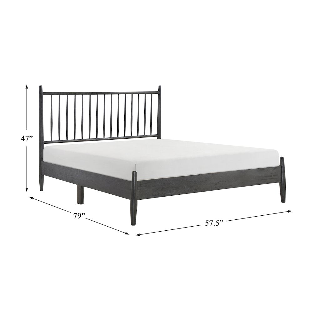 Brickell Rubberwood Full Platform Bed in Gray