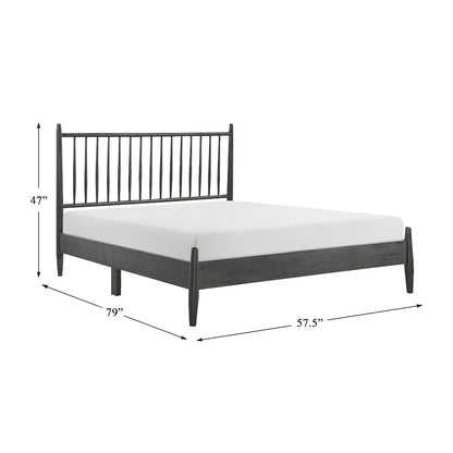 Brickell Rubberwood Full Platform Bed in Gray