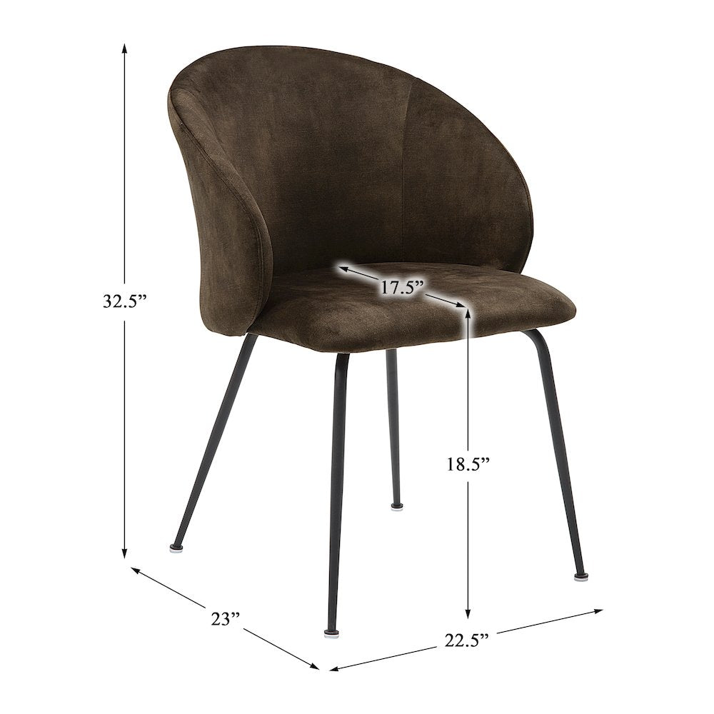 Cosimo Velvet Dining Room Side Chair, set of 2 in Brown
