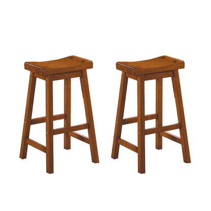Saddleback Solid Wood 29" Height Stool, Set of 2 in Oak Finish