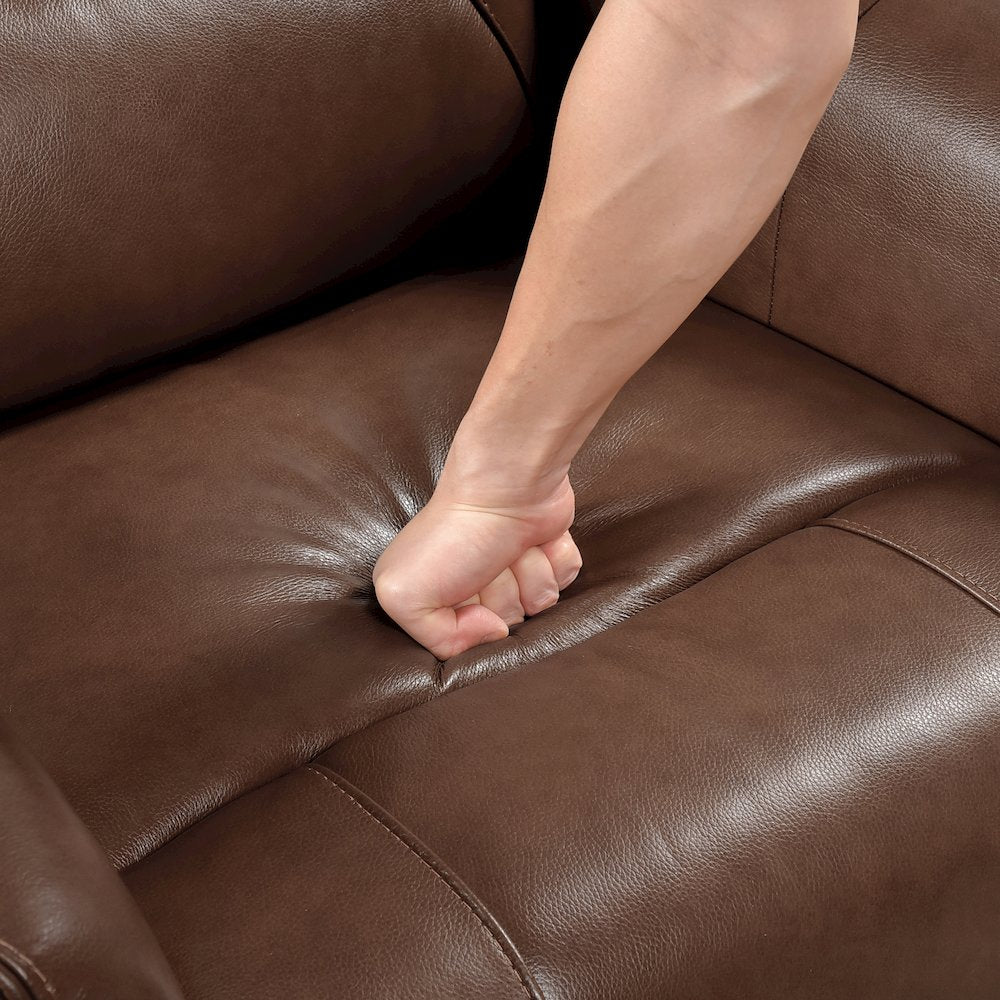 Thomas Leather Swivel Glider Reclining Chair in Toffee Brown