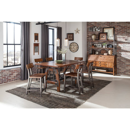 Holverson Wood Counter Height Chair, Set of 2 in Rustic Brown & Gunmetal