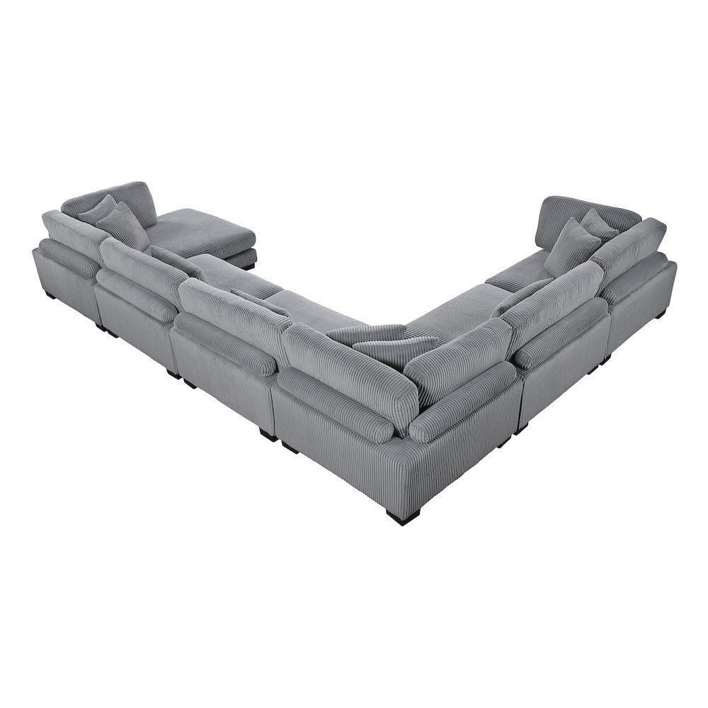 Traverse Corduroy 6-Piece Modular Sectional with chaise in Gray