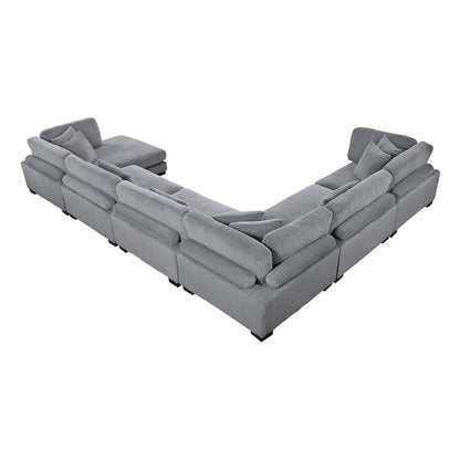 Traverse Corduroy 6-Piece Modular Sectional with chaise in Gray