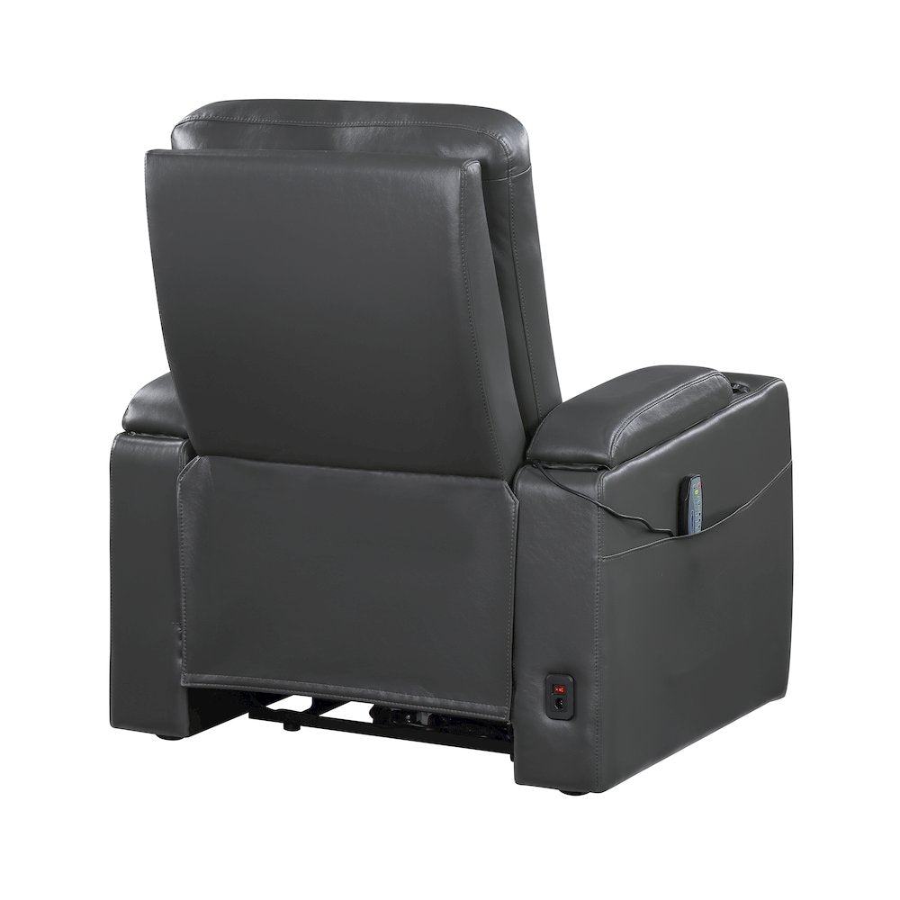 Wallstone Faux Leather Power Reclining Chair with Power Headrest in Gray
