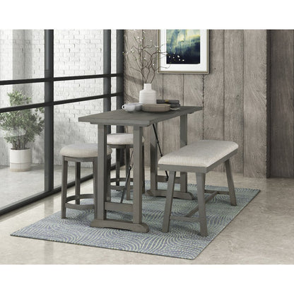 Auburndale Asian Hardwood Counter Height Dining Table in Light Gray
