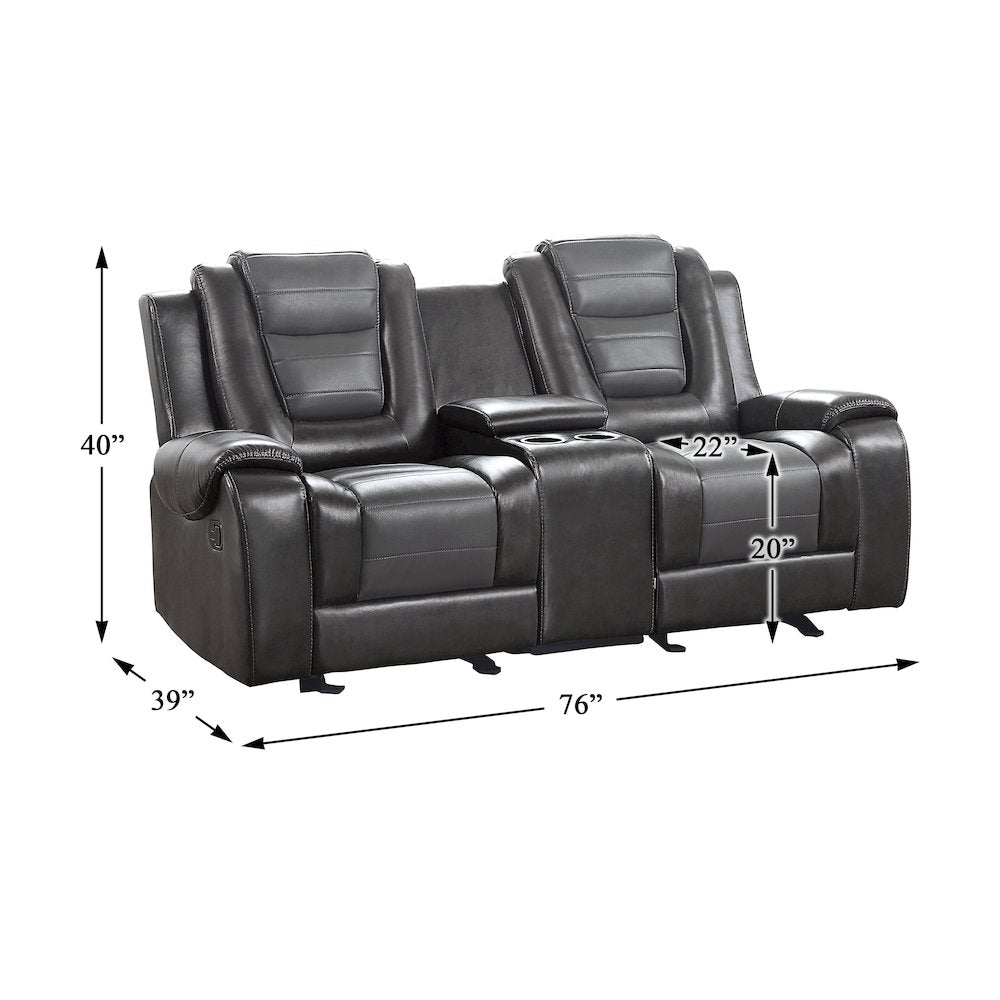 Briscoe F. Leather Dbl Gldr Rclng L.Seat in 2-Tone (L. Gray and D. Gray)