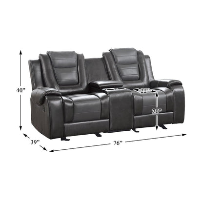 Briscoe F. Leather Dbl Gldr Rclng L.Seat in 2-Tone (L. Gray and D. Gray)