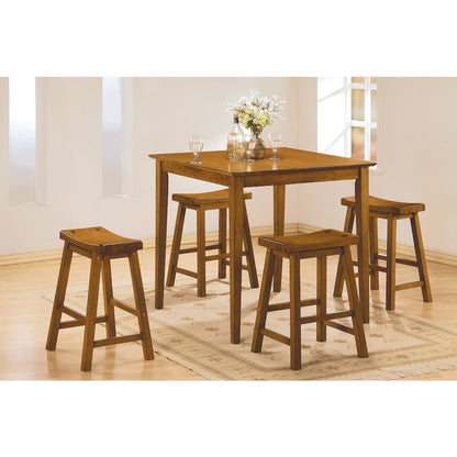 Saddleback Solid Wood 29" Height Stool, Set of 2 in Oak Finish