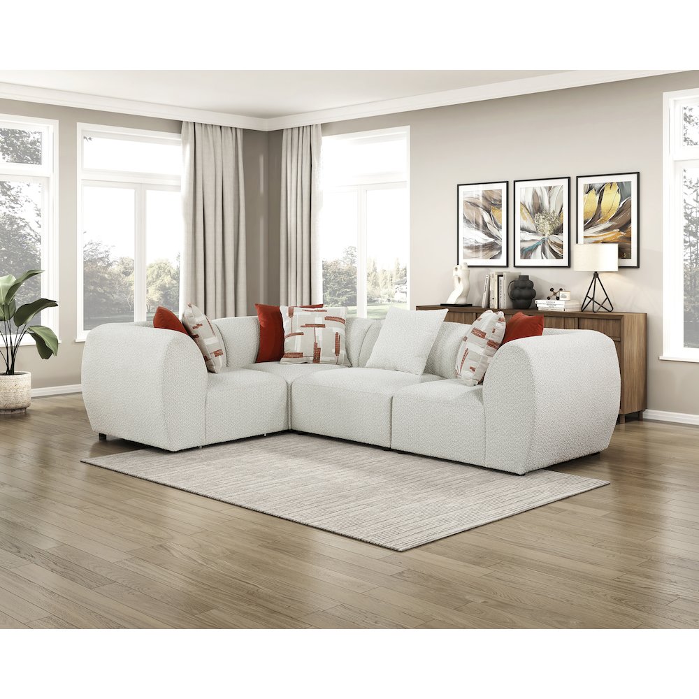 Franz Chenille 4-Piece Modular Sectional in Beige