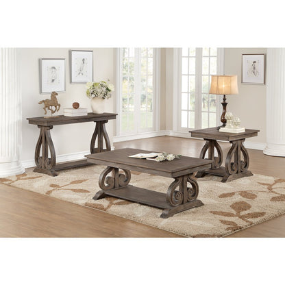 Toulon Pine End Table in Wire-Brushed Power Glaze Oak