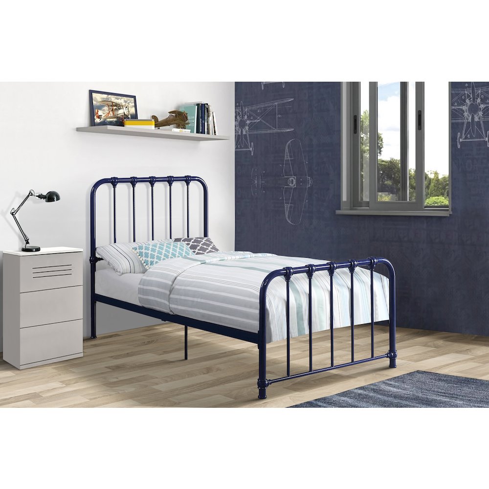 Bethany Metal Twin Metal Platform Bed in Blue