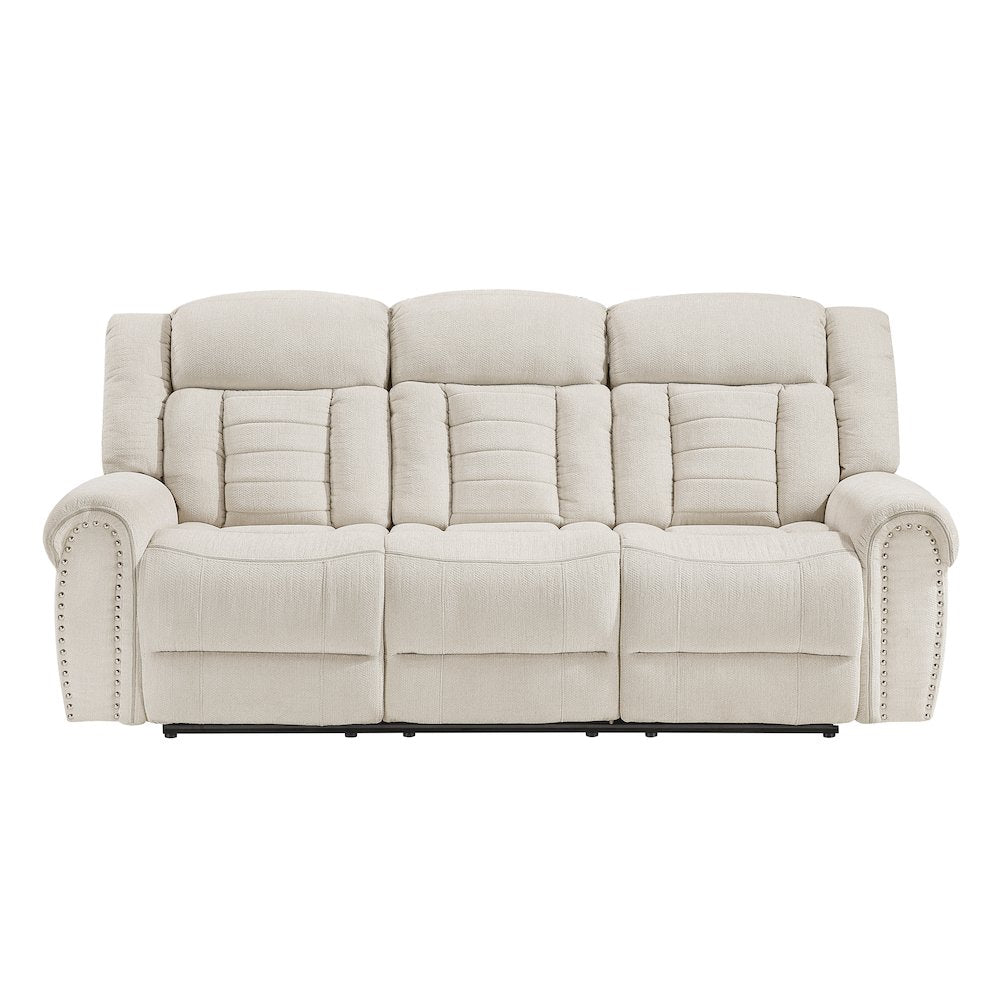Nutmeg Chenille Double Reclining Sofa in Beige
