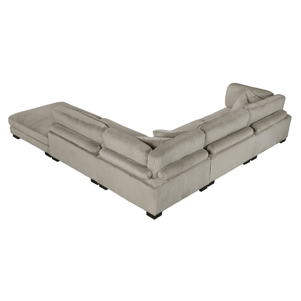 Traverse Corduroy 5-Piece Modular Sectional with Ottoman in Taupe