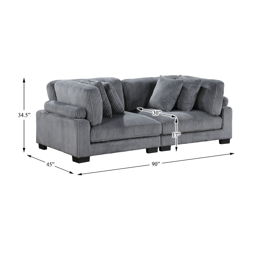 Traverse Corduroy Love Seat in Gray