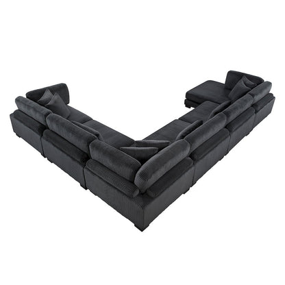 Traverse Corduroy 6-Piece Modular Sectional with chaise in Black