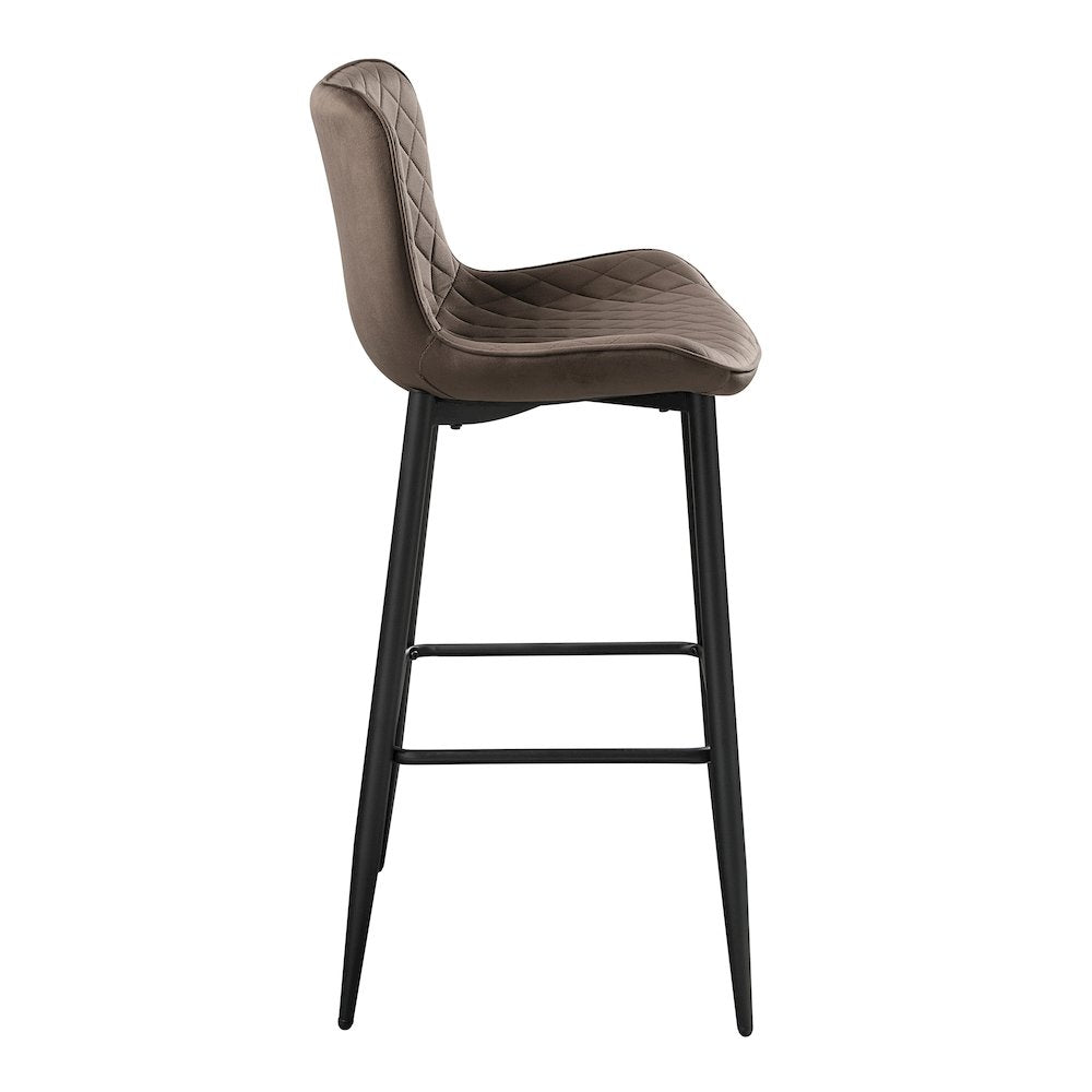Nya Velvet Pub Height Chair in Brown